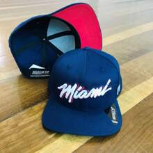 Miami City Blue Straight Brim Cap, Men's And Women's, Embroidered With Adjustment - 藏蓝色 - 查看 5