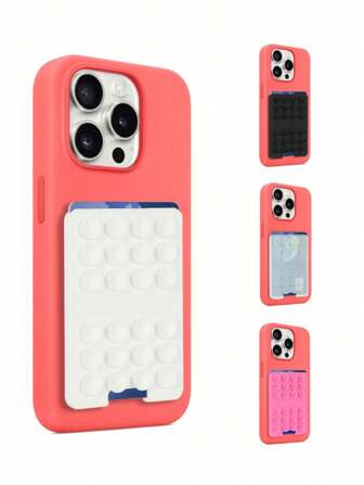 Funda de teléfono cuadrada de silicona con ventosa, bolsa portacredenciales con ventosa de silicona, soporte de teléfono grande con ventosa de silicona compatible con iPhone y teléfonos Android, regalo para cumpleaños, familia y amigos, soporte y accesorios de teléfono