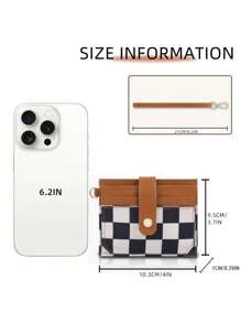 Fashionable Vintage Checkered Women's Wallet Lightweight & Compact Card Holder & Coin Purse Suitable For Gifts Wallet Purse Wallet Mini Wallet Small Wallet Wristlet For Women Wallet - Black and White - View 3