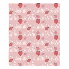 1pc Customizable Name Text & Strawberry Fleece Blanket, Personalized Soft, Warm, Comfortable Blanket For Autumn & Winter, Memorable Gift For Family & Friends, Suitable For Office, Bed, Sofa, Armchair, Nap, Camping, Travel
