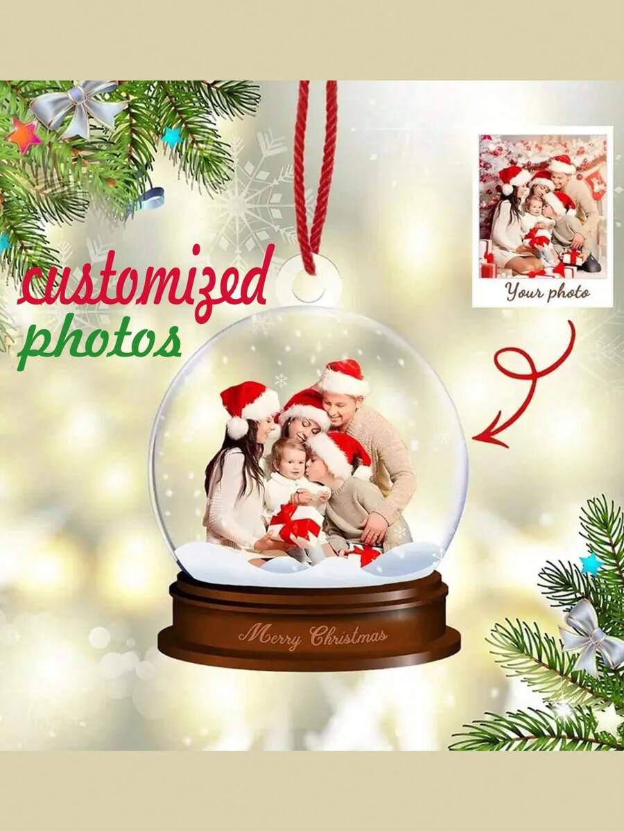 1 đồ trang trí Giáng sinh tùy chỉnh - Mặt dây chuyền Acrylic hình ảnh gia đình và bạn bè được cá nhân hóa - Đồ lưu niệm treo ngày lễ - Quà tặng độc đáo không dùng điện cho ngày lễ, Giáng sinh, Năm mới, Tốt nghiệp - Nhiều màu - Xem 1