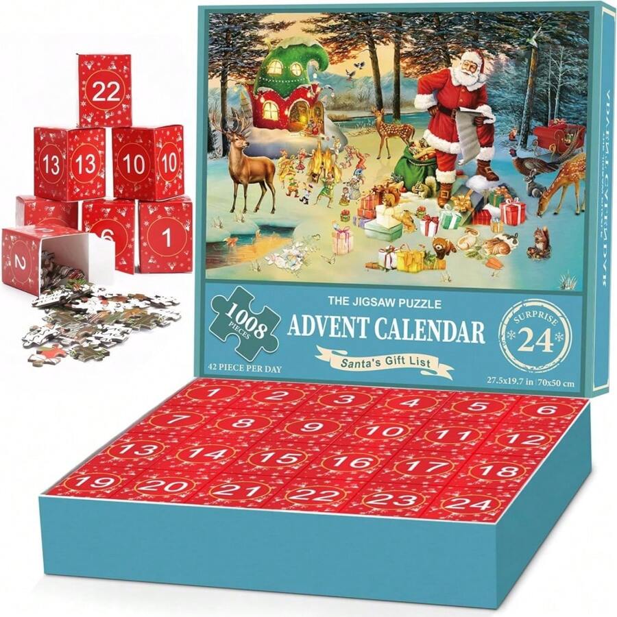 Weihnachts-Adventskalender-Puzzle 1008 Teile für Erwachsene, 2024 ...