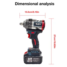 SUBY 1 Set Of SUBY 600N.M Cordless Impact Wrench, Brushless Motor, With 25 Luxury Accessories, 2*2600mAh Battery, Suitable For Auto Repair, Engineering Installation