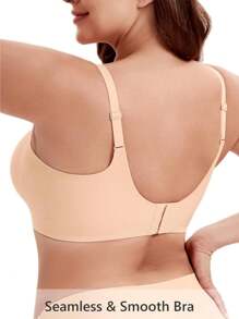 Women's No-Wire Push-Up Bra, Full Coverage Seamless Bra, Removable Padding And Adjustable Straps, V-Shaped Mesh Lace Bra - Color - View 3