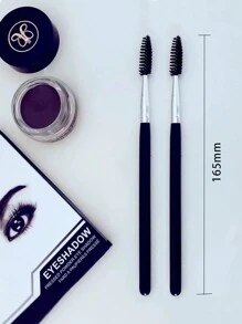2 件黑色眉刷，便携式螺旋睫毛刷，多功能柔性长柄眉刷，女士美容工具， - 黑色 - 查看 5