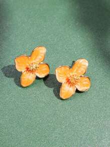 一对时尚芙蓉花水滴釉白花耳环，适合女性日常装饰 - 彩色 - 查看 4