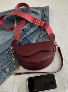 1pc Fashion Solid Minimalist Flap Mini Shoulder Bag, Suitable For Women Daily Use & Gifts - Red - View 7