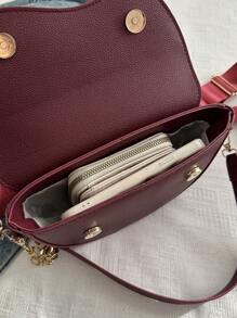 1pc Fashion Solid Minimalist Flap Mini Shoulder Bag, Suitable For Women Daily Use & Gifts - Red - View 8