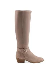Women's Pointed Toe Casual Knee High Boots Pull On Side Zipper Comfortable Chunky Heel Boots - 紫紅色 - 查看 6
