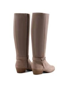 Women's Pointed Toe Casual Knee High Boots Pull On Side Zipper Comfortable Chunky Heel Boots - 紫紅色 - 查看 7