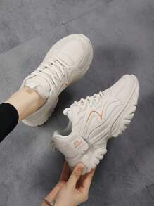 Women's Lace-Up Outdoor Casual Sneakers, Waterproof Non-Slip Running Shoes, Suitable For Spring, Autumn And All Seasons - 283 màu be - Xem 4