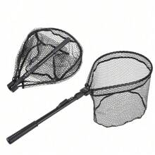 Ultralight 82x44cm Portable Foldable Net Fast Folding Fly Fishing Hand Nets Small Mesh Lightweight Landing Fish Casting Network - Black - View 6