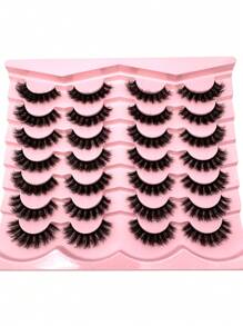 14 Pairs Lashes 3D Natural Look Wispy Faux Mink Eyelashes Eyelashes Makeup Soft Fluffy 3D Fake False Eyelashes Dramatic Messy Mink Lashes Wispy Long Foxy Eye Lifting Look Eyelash Thick Handmade Russian Strip Lashes Volume Fake Lashes Full False Lashes 15-20mm Long DD Curl Fluffy Volume Cat Eye Lashes Faux Mink Dramatic Lashes And Volumize The Outer Corner Of Your Eye Beauty Makeup