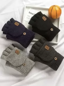 1 Par de Luvas Grossas e Confortáveis Tricotadas para a Primavera, Luvas Sem Dedos para Primavera para Homens e Mulheres - Mitenes de Lã com Dedo Móvel, Compatível com Tela de Toque, Macia e Respirável - Lavável à Mão, Acessórios Unissex para Primavera