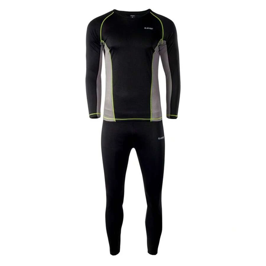 Hi-Tec Mens Kamo Thermal Base Layers (Black/Frost Grey/Lime Punch) - 100% Polyester