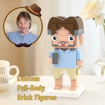 1pc Customized Brick Figure Doll (Over 300 Bricks), Personalized Full-Body Brick Figure Doll 1 Person Or 2 Persons (Over 500 Bricks), Customized Brick Couple Figurine, Customized Square-Faced Brick Head Portrait, Customized Full-Body Brick Figure Doll 2 Persons, Customized Brick Figure Doll Gift For Adults 14+ Years Old ,For Family