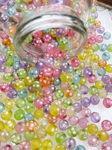 50pcs/Pack 8mm Frosted Round Beads With Starry Pattern, Ideal Material For Diy Beaded Jewelry