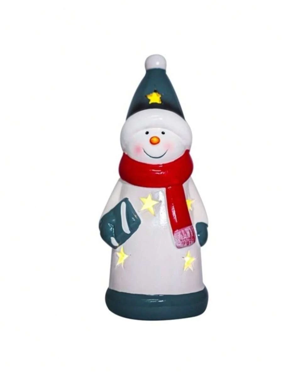 Snowman, Santa Claus And Ceramic House With 1 LED - Người tuyết 7*7*17 - Xem 1