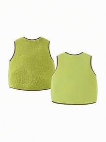 mini bala 冬季新品 双面羊毛背心，婴儿防静电 - 黃綠 - 查看 2