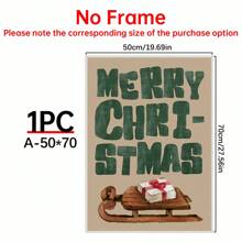 1pc Vintage Merry Print Fun Holiday Decor Typography Wall Art Watercolor Sled Poster Present Print ,Wall Decoration Posters, Wall Canvas Decoration, Ideal Gifts For Hallway Bedrooms And Living Room Home Decor Christmas Decorations Room Decor Christmas