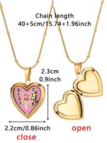 1 pièce Collier pendentif médaillon en forme de cœur personnalisé avec photo. Colliers personnalisés avec image de cœur. Chaîne ronde en acier inoxydable avec perles. Accessoires de bijoux personnalisés, idéaux pour cadeau pour maman, papa, amis, amoureux, famille