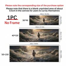 1/3pcs Jesus Walking On Water Canvas Print - Art, Artistic Ink Medium, Unframed, Wall Art For Home Office, Bathroom, Living Room, Dining Room, Dormitory, Horizontal Orientation, Poster Gifts Birthday Graduation - Multicolor - View 2