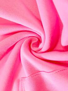 Capucha con estampado de panda con bolsillo de canguro con cordón con forro térmico - Rosa Fucsia - Ver 5