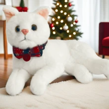 1pc New DIY Cat Collar, Dog Collar, Green/Red Pet Collar, Colorful Printed Pet Collar, Plaid/Snowflake/Bow Decor Pet Collar, Nylon Adjustable Elastic Pet Collar With Bell - Multicolor - View 4