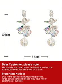 1 par de aretes de bola de flor de cristal acrílico de colores exagerados, de gran tamaño, regalo para mujer, estilo de joyería de resort de playa de verano