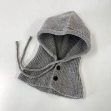 1pc Knitted Hat And Scarf Set, 2-In-1 Thick Neck Warmer Hooded Hat, Autumn/Winter Warm Ear Protection - A - View 5