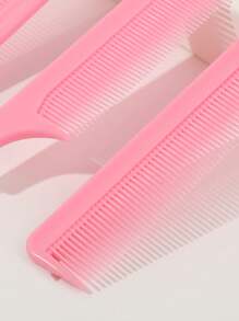 3pcs Women's Rat Tail Comb With Steel Needle, Teasing Comb With Belt, Suitable For Home And Salon Use - Pink - View 4