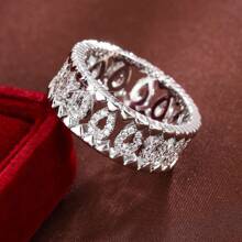 1 chiếc nhẫn khảm đá Cubic Zirconia hình học rỗng cho nữ - Nhiều màu - Xem 1