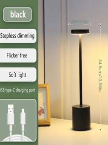 1 件无绳 LED 台灯，便携式 USB 可充电户外灯，带 3 级调光，电池供电灯适用于晚餐、露台、餐厅、卧室（黑色、金色、白色、银色） - 多款 - 查看 5