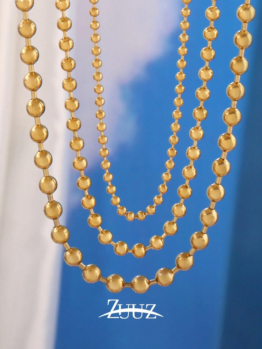 1 chiếc vòng cổ hạt thép không gỉ 2mm 3mm 4mm cho nam nữ vòng cổ hạt bi tròn choker đồ trang sức nữ quà tặng bạn thân - vòng cổ - Xem 1