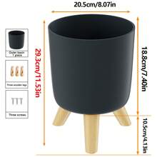 1 Pieza Macetero autorregable moderno con soporte - Redondo, macetero de plástico para interiores/exteriores para sala de estar, dormitorio, decoración del hogar - Disponible en negro y blanco, macetero desmontable para plantas artificiales y macetas de hierbas, macetero de interior para plantas de interior - Multicolor - Ver 11