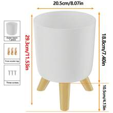 1 Pieza Macetero autorregable moderno con soporte - Redondo, macetero de plástico para interiores/exteriores para sala de estar, dormitorio, decoración del hogar - Disponible en negro y blanco, macetero desmontable para plantas artificiales y macetas de hierbas, macetero de interior para plantas de interior - Multicolor - Ver 10
