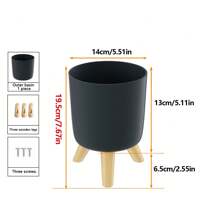 1 Pieza Macetero autorregable moderno con soporte - Redondo, macetero de plástico para interiores/exteriores para sala de estar, dormitorio, decoración del hogar - Disponible en negro y blanco, macetero desmontable para plantas artificiales y macetas de hierbas, macetero de interior para plantas de interior - Multicolor - Ver 12