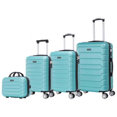 Conjunto de Maletas de Viaje Elegantes: Carcasa Ligera de ABS, Cerradura Numérica, 4 Ruedas Giratorias 360, Asa Telescpica de Aluminio Juego de Maletas Set Trolley Maleta Cabina.Cuatro tamaños: maleta grande: 24" (60 litros) 65x40x25cm , maleta mediana de cabina: 20" (37 litros) 55x35x22cm . maleta pequeña de cabina :18" (32 litros) 50x32x19cm y un práctico neceser 14" (11 litros) 35x25x16cm  ( 8002 )