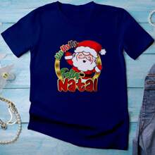 Christmas T-Shirt Noel 100% Cotton Streetwear Christmas Shirt December New Year - Màu xanh lam - Xem 1