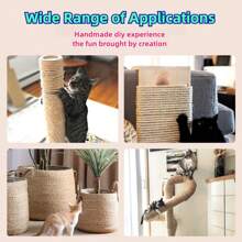 1Pc Cat DIY Sisal Cat Climbing Frame Special Cotton And Linen Rope, Scratch-Resistant Cat Scratching Post, Cat Scratching Board, Cat Toy Hemp Rope Rope - Mustard Yellow - View 11