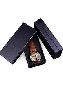 T-WINNER 1pc Men Skeleton Mechanical Watch - Gold - View 8