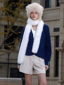 1 chiếc khăn choàng cổ nhung màu Macaroon, ấm áp và dài, thích hợp để mặc hàng ngày, khiêu vũ, tiệc tùng, đi làm, giải trí tại nhà, phụ kiện thời trang và thanh lịch cho quý cô - Nhiều màu - Xem 8