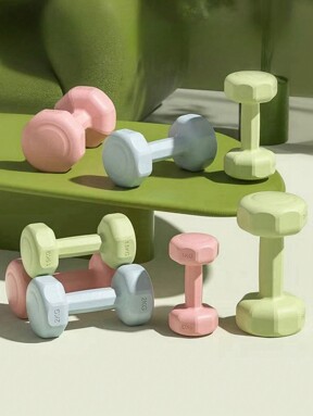 1 件实心塑料涂层防滑哑铃，适合健身爱好者、青少年、办公室工作人员室内/室外锻炼，如俯卧撑、深蹲、瑜伽、抬腿、臀桥（腿部/臀部锻炼器材）健身房配件