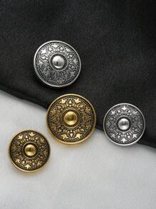 10pcs Vintage-Inspired Metal Buttons For Coats & Sweaters - Golden And Silvery-Tone, Round Embossed Design, Ideal For DIY Clothing Sewing Projects, Knitwear Fasteners, Craft Supplies