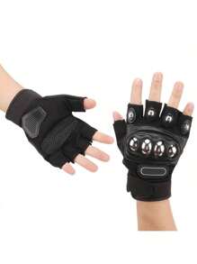 Sonducket 1 Pair Half Finger Rock Climbing Gloves Weight Lifting Anti-Shock Fingerless Glove Sports Equipment Outdoor Tactical Gloves Airsoft Half Finger Sports Gloves Men's Military Combat Gloves Hunting Shooting Gloves - 黑色 - 查看 8