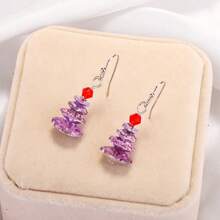 Hoa tai cây thông Noel pha lê nhiều lớp với phong cách thời trang và sáng tạo dành cho phụ nữ - Màu tím - Xem 4