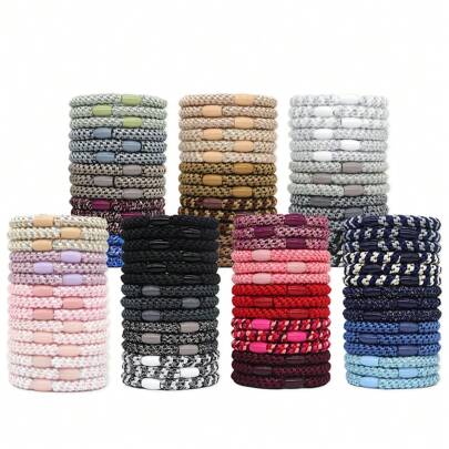 15pcs Women Chic Simple Basic Knitted Hair Scrunchies Thick Elastic Hair Ties, No Damage For Thick Hair Ponytail Holder, Multi-Color Styles Ponytail Holders, Hair Bobbles ,Hair Rope