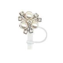 1 st. 40oz 30 oz acryl rietje dop, imitatie parel stof dop, glanzende imitatie parel bont afdekking, cartoon siliconen stof afdekking, beker accessoires, vakantie cadeau, verjaardagscadeau