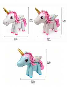 3D Cartoon Unicorn & Pony Helium Balloon For Birthday Party Decorations - Multicolor - View 6