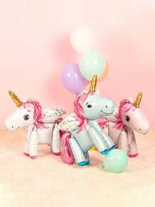 3D Cartoon Unicorn & Pony Helium Balloon For Birthday Party Decorations - Multicolor - View 2